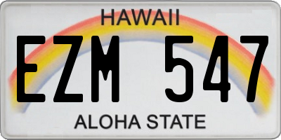 HI license plate EZM547