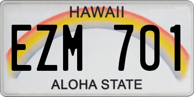 HI license plate EZM701