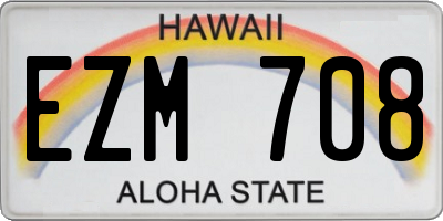 HI license plate EZM708