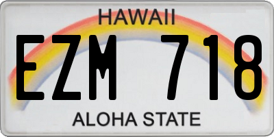 HI license plate EZM718