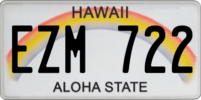 HI license plate EZM722