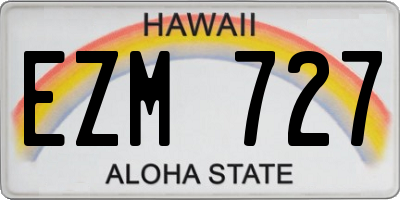 HI license plate EZM727