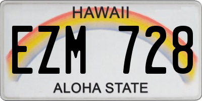 HI license plate EZM728