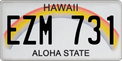 HI license plate EZM731