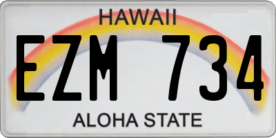 HI license plate EZM734
