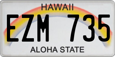 HI license plate EZM735