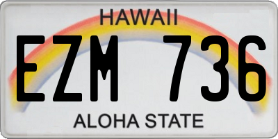 HI license plate EZM736