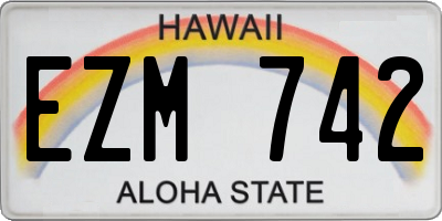 HI license plate EZM742