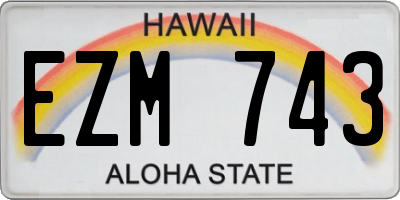 HI license plate EZM743