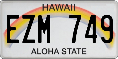 HI license plate EZM749