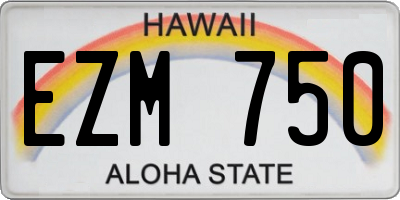 HI license plate EZM750