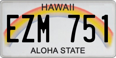 HI license plate EZM751