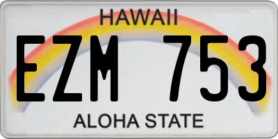 HI license plate EZM753