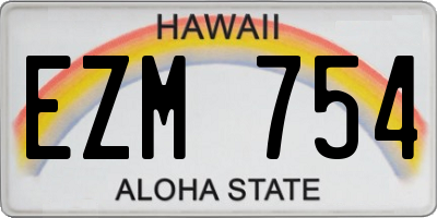 HI license plate EZM754