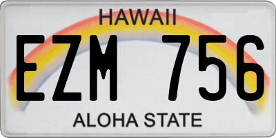 HI license plate EZM756