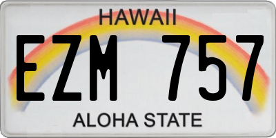 HI license plate EZM757
