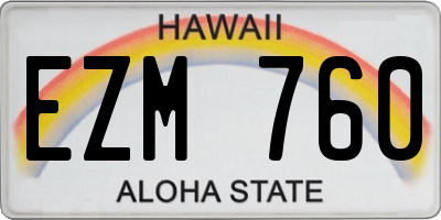 HI license plate EZM760