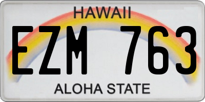 HI license plate EZM763