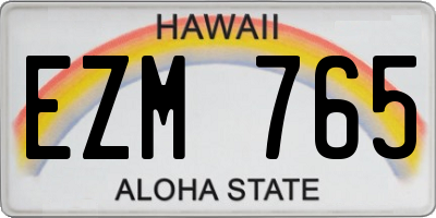 HI license plate EZM765