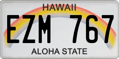 HI license plate EZM767