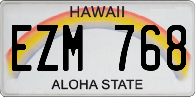 HI license plate EZM768