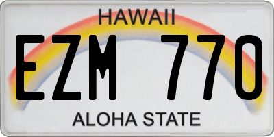 HI license plate EZM770