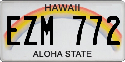 HI license plate EZM772