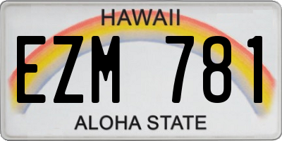 HI license plate EZM781