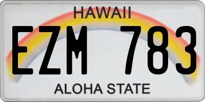 HI license plate EZM783