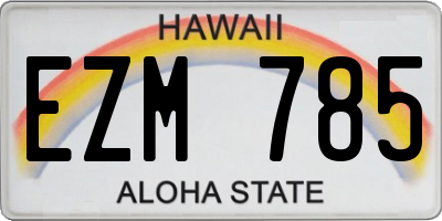 HI license plate EZM785
