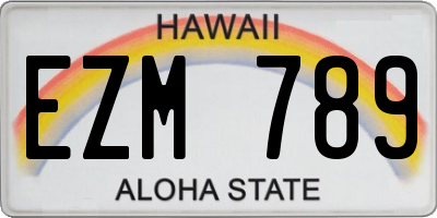 HI license plate EZM789