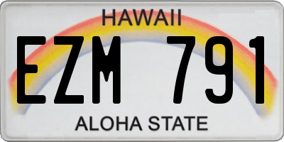 HI license plate EZM791