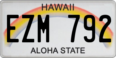 HI license plate EZM792