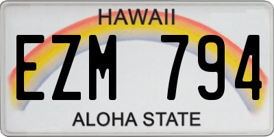 HI license plate EZM794
