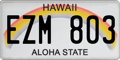 HI license plate EZM803