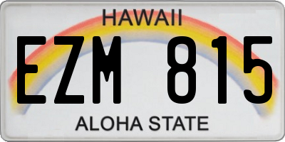 HI license plate EZM815
