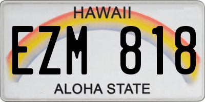 HI license plate EZM818