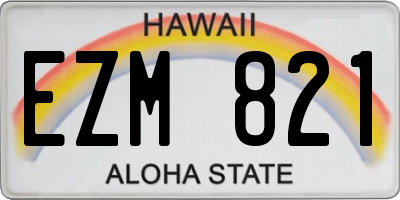 HI license plate EZM821
