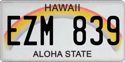 HI license plate EZM839