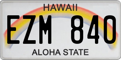 HI license plate EZM840