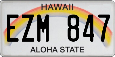 HI license plate EZM847