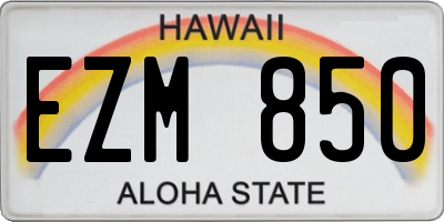 HI license plate EZM850