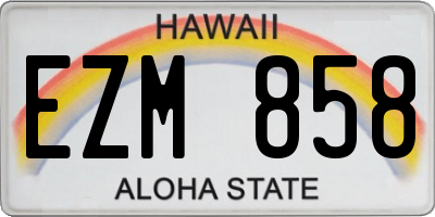 HI license plate EZM858