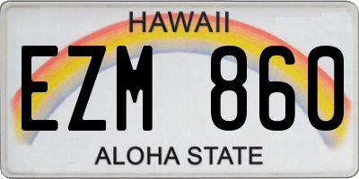 HI license plate EZM860