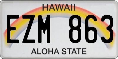 HI license plate EZM863