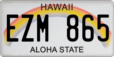 HI license plate EZM865