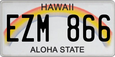 HI license plate EZM866