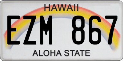 HI license plate EZM867