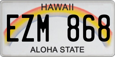 HI license plate EZM868