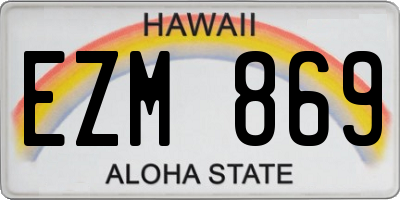HI license plate EZM869